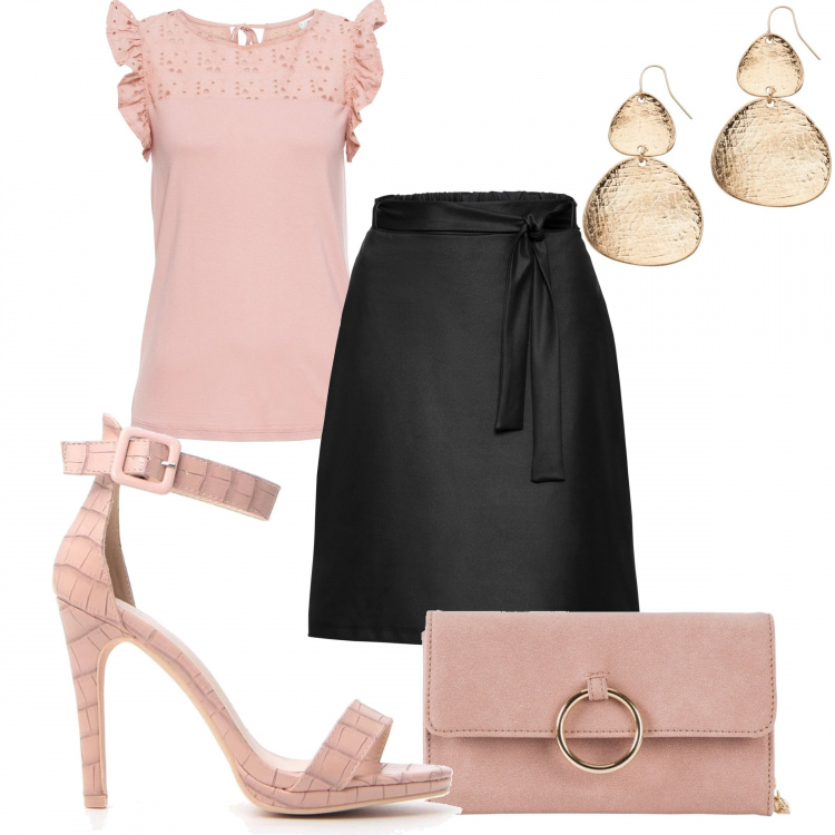 Outfit donna - Urban #12305. Stile Urban per Tutti i giorni. Abbinamento con cappotti, gonne, top, orecchini, sandali.