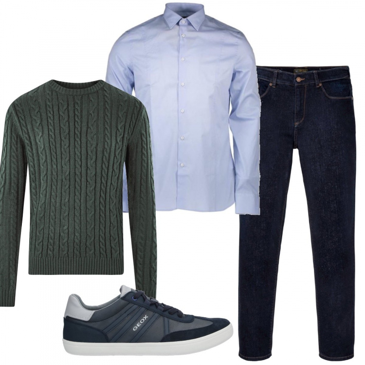 Outfit uomo - Casual #9041. Stile Casual per Tutti i giorni. Abbinamento con jeans dritti, sneakers, maglioni, camicie.