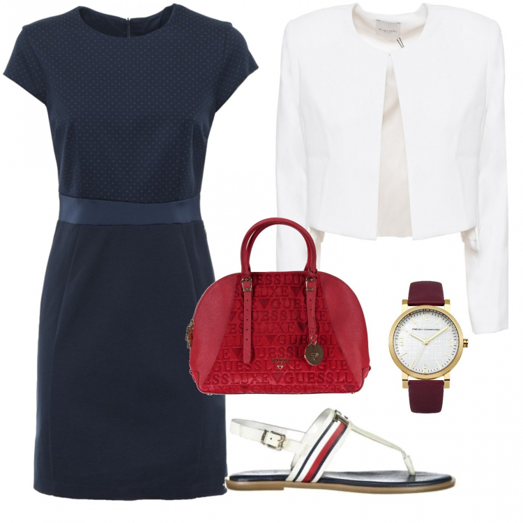 Outfit donna - L\'infradito elegante. Stile Chic per Tutti i giorni. Abbinamento con vestiti, sandali, blazer, zaini, orologio.
