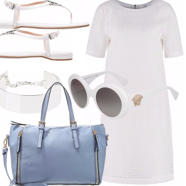 white and light blue outfit