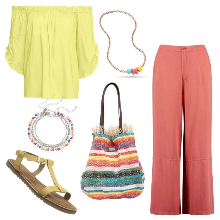 Outfit femme - Découverte de Jakarta. Style Ethnique pour Tous les jours. look idéal pour Grande. Assortir avec tuniques, colliers et pendantifs, sac en bandoulière.