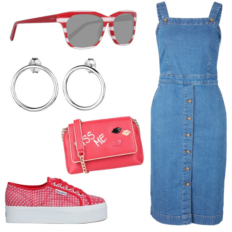 Outfit donna - Orecchini ed Occhiali Summer Edition. Stile Urban per Tutti i giorni. look ideale per Tall. Abbinamento con sneakers, borse a spalla, vestiti, orecchini, occhiali da sole.