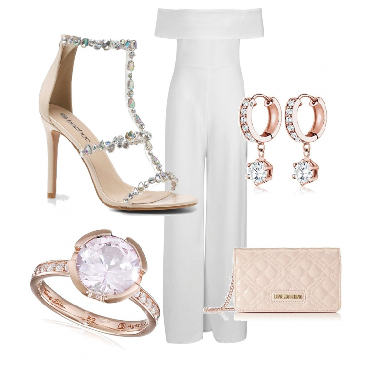 Outfit mujer - Una novia diferente. Estilo Chic para Ceremonia. Combinación con pendientes, bolsos de mano, zapatos de tacón.