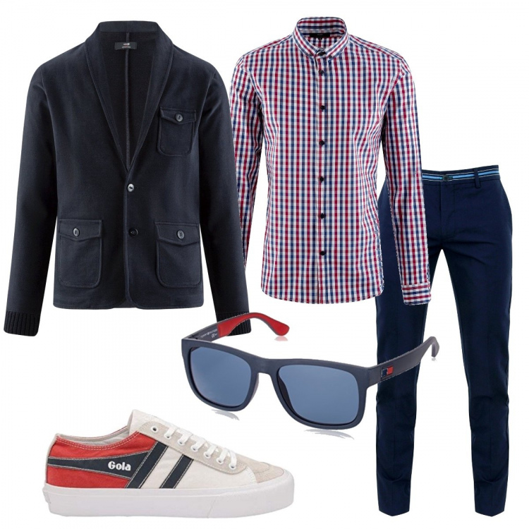 Outfit uomo - Giacca e camicia everyday. Stile Casual per Tutti i giorni. Abbinamento con pantaloni, camicia, blazer, occhiali da sole, sneakers.