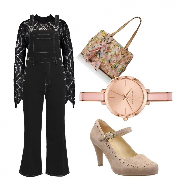 Outfit femme - Bohème en salopette. Style Ethnique pour Tous les jours. Assortir avec hauts, jumpsuit, salopettes et playsuit, montre analogique.