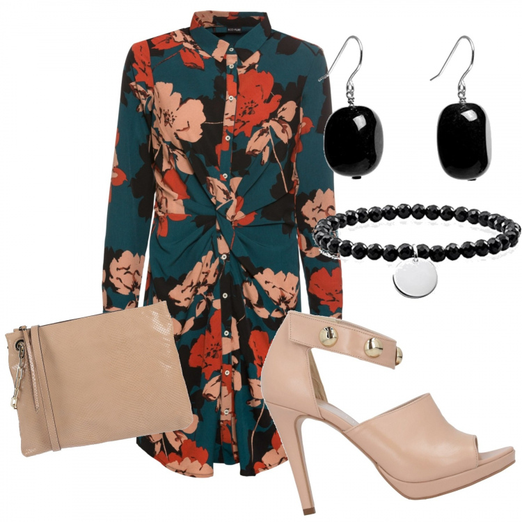 Outfit donna - Bon Ton #14653. Stile Bon Ton per Tutti i giorni. Abbinamento con sandali col tacco, borse a mano, vestiti, orecchini, braccialetti.