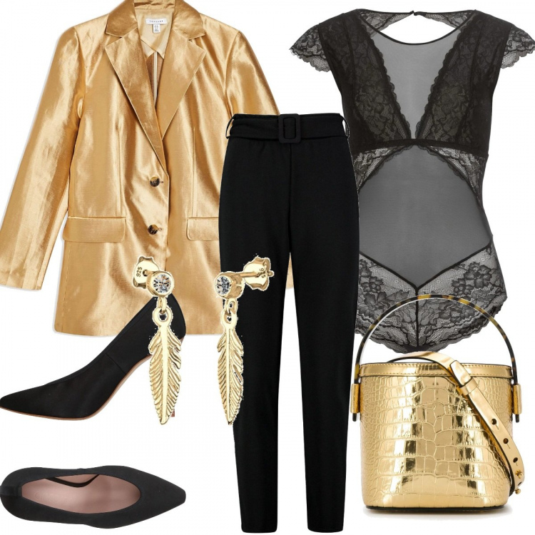 Outfit femme - Festival de Cannes. Style Chic pour Soirée dehors. Assortir avec bodies, porte-jarretelles et nuisettes, escarpins, boucles d'oreilles.