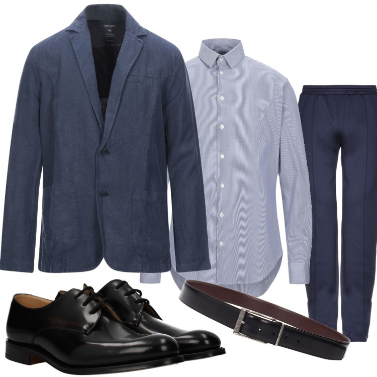 Outfit uomo - Total look #564522. Abbinamento con scarpe stringate, cintura, camicie, giacca, pantaloni.