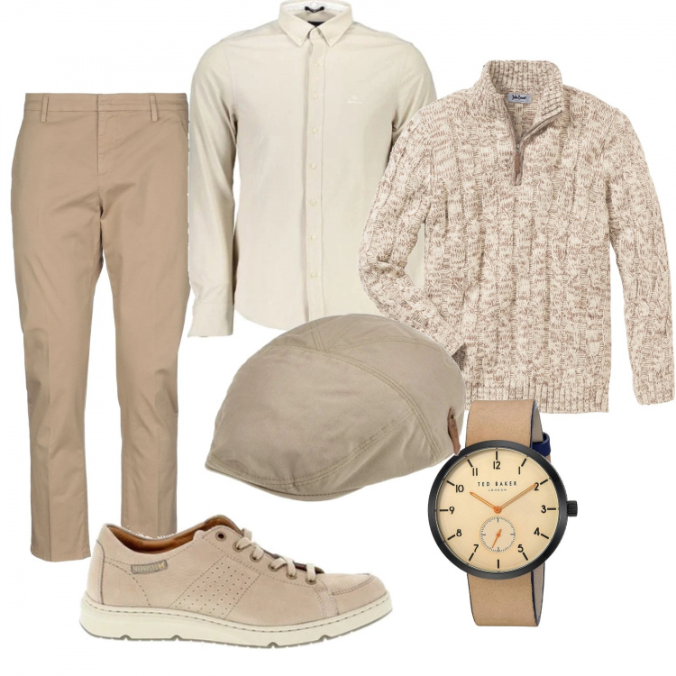 Outfit uomo - Casual #9795. Stile Casual per Tutti i giorni. Abbinamento con maglieria, pantalone lungo, scarpe stringate, cappelli, orologi, camicie.