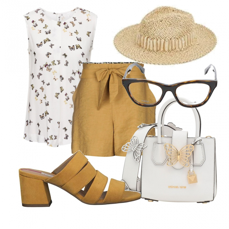 Outfit donna - Farfalle farfalle ..... Stile Trendy per Tutti i giorni. Abbinamento con top, shorts, borse a mano, sabot, cappelli.