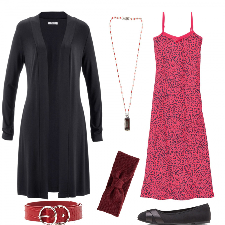 Outfit donna - A casa. Stile Trendy per Tutti i giorni. Abbinamento con cardigans, camicie da notte, ballerine, berretto, cinture, collane.