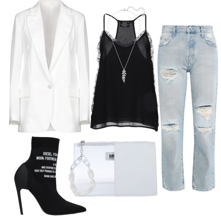 Outfit femme - Boyfriend. Style Urban pour Tous les jours. Assortir avec tops et blouses, sacs à main, veste, bottines.