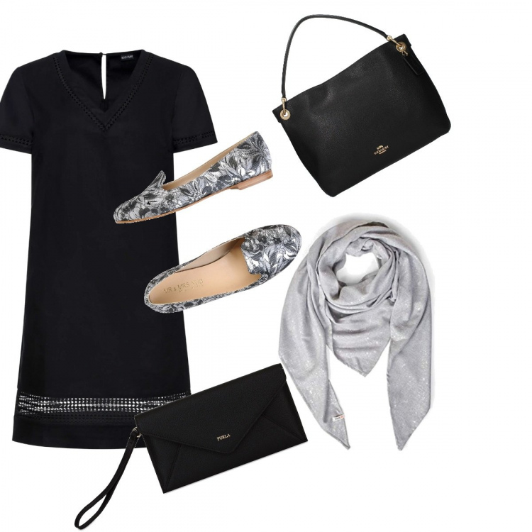 Outfit donna - Total look #580241. Abbinamento con vestiti, mocassini, pochette, borse a mano, sciarpe.