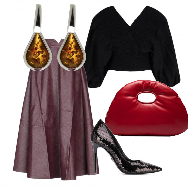 Outfit femme - Soirée au théâtre. Style Tendance pour Soirée dehors. Assortir avec boucles d'oreilles.