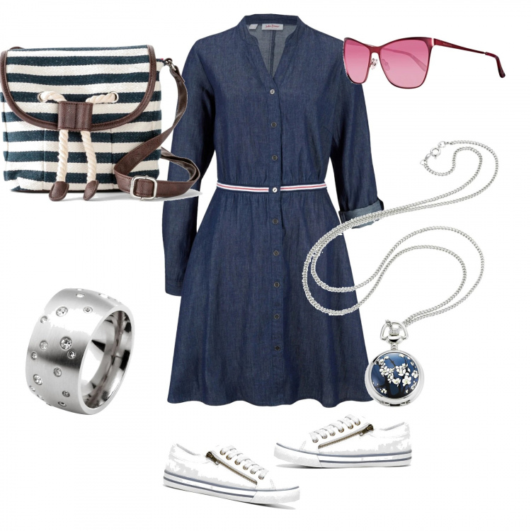 Outfit femme - Cool Jean en grande taille. Style Urban pour Tous les jours. Assortir avec robes longues, montres, sneakers, sacs à bandoulière et portés à l'épaule, bagues, lunettes de soleil.