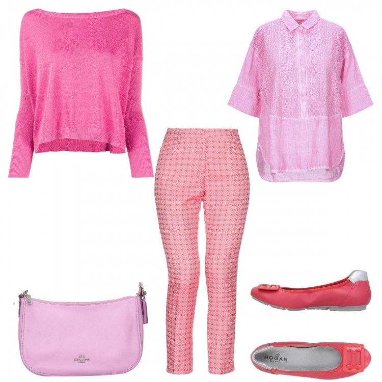 Outfit donna - Consigliato a Brune& Bionde. Stile Urban per Tutti i giorni. Abbinamento con ballerine, camicie a manica corta, pantaloni, borse a spalla, maglioni.