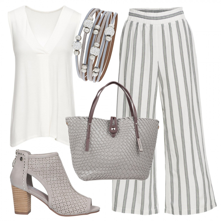 Outfit donna - Trendy #35510. Stile Trendy per Tutti i giorni. Abbinamento con top, pantaloni culotte, maglieria, borse a mano, stivaletti.