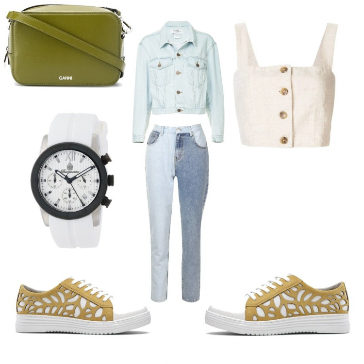 Outfit femme - Basique #22314. Style Basique pour Tous les jours. Assortir avec sneakers, jeans, hauts, blouson.