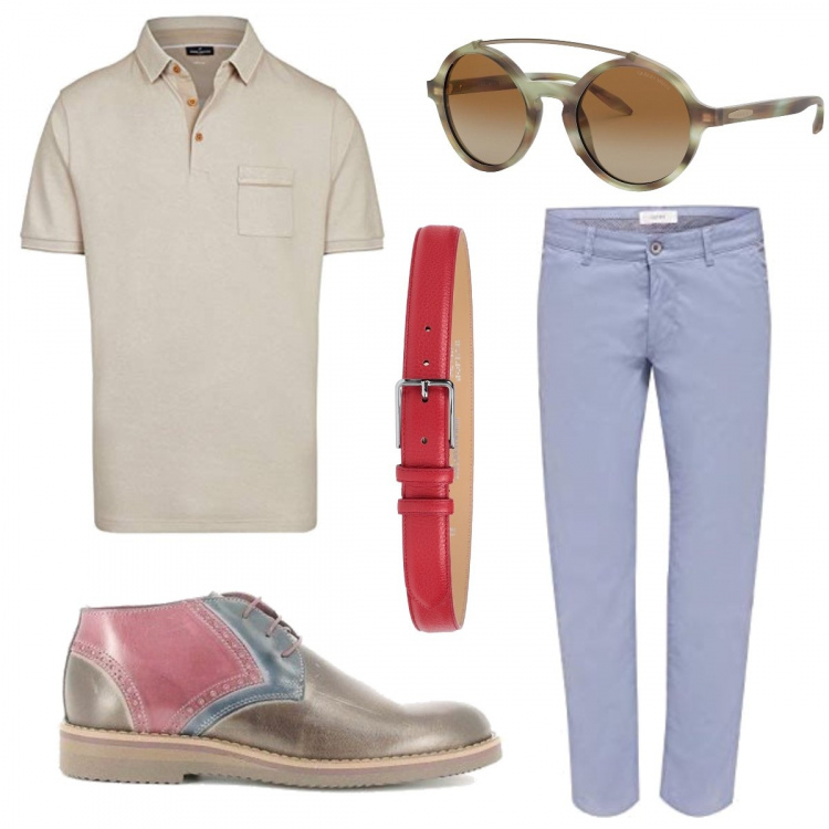 Outfit hombre - Urban #6076. Estilo Urban para Noche especial. Combinación con polo, pantalones largos, cinturones.
