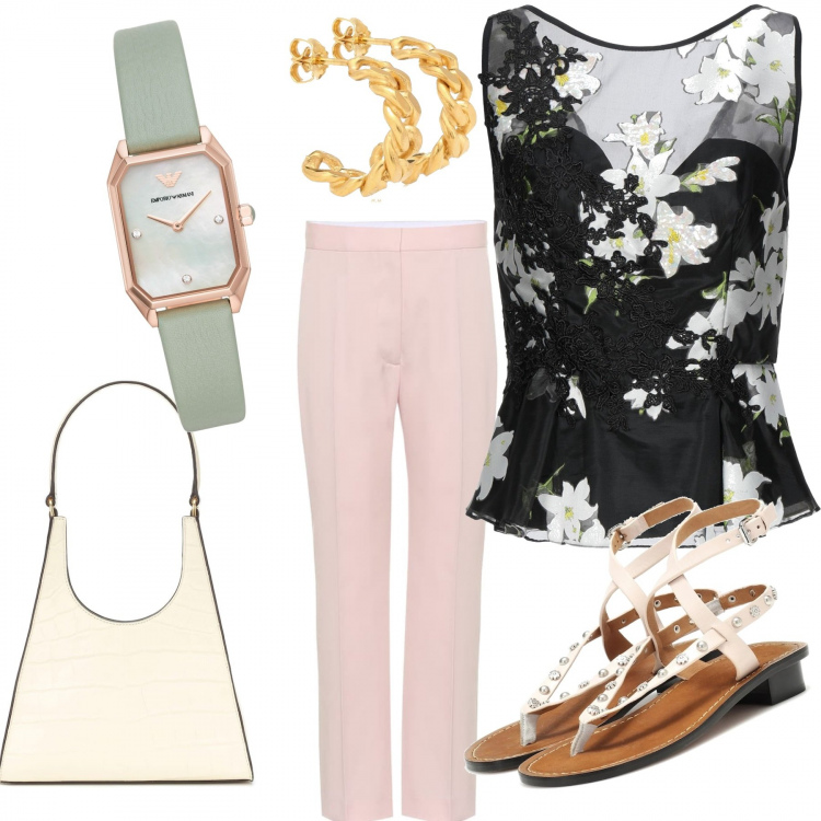 Outfit femme - Ronde belle fleurie 46. Style Tendance pour Tous les jours. Assortir avec pantalon , boucles d'oreilles, sacs à main.