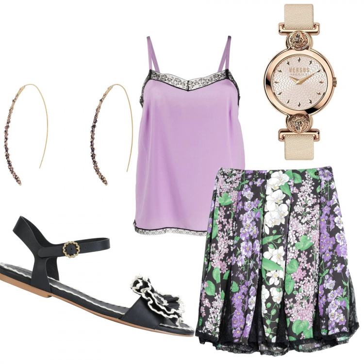 Outfit femme - Printanière. Style Tendance pour Tous les jours. Assortir avec boucles d'oreilles.