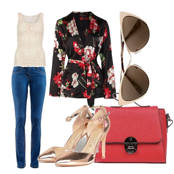 Outfit donna - Trendy #2944. Stile Trendy per Tutti i giorni. Abbinamento con jeans dritti, décolleté pianta larga.