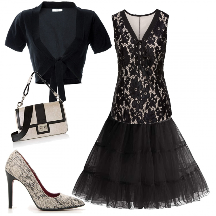 Outfit donna - Vanità. Stile Chic per Serata fuori. Abbinamento con top, vestiti, gonne, borse a spalla, décolleté.