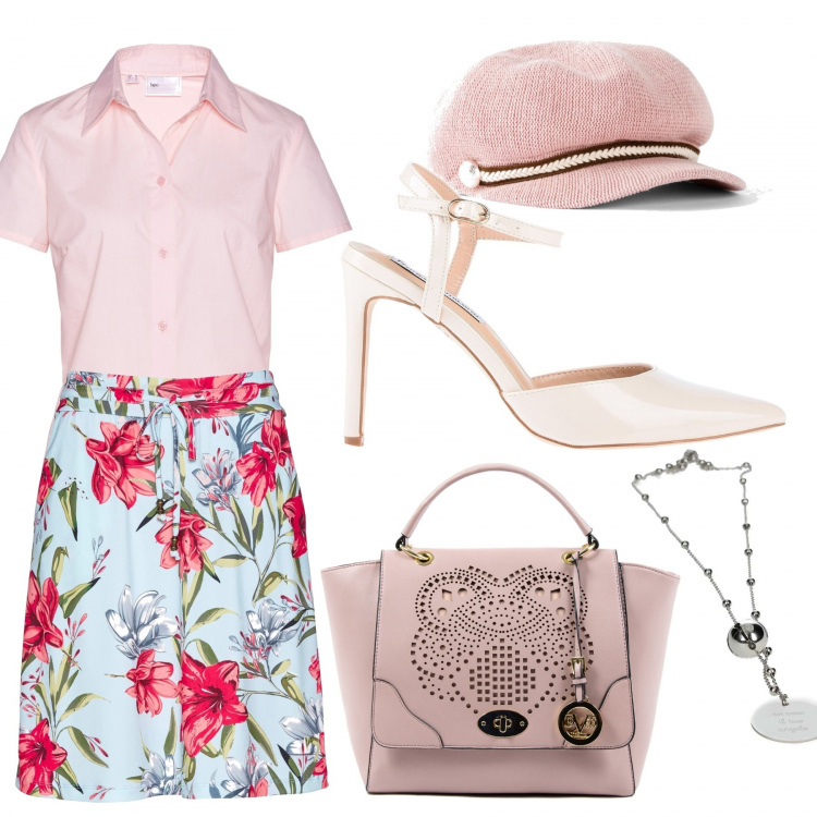 Outfit donna - Total look #596142. Abbinamento con camicie a manica corta, gonne, cappelli con visiera, décolleté, collane, borse a mano.