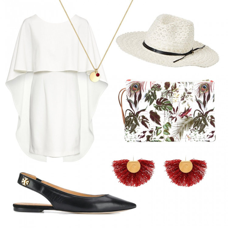 Outfit femme - Chic #20804. Style Chic pour Soirée dehors. Assortir avec capes, pochette, ballerines, bandeaux, bonnets, collier.
