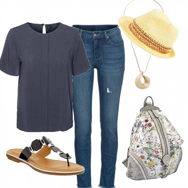 Outfit femme - Bon Ton #17317. Style Bon Ton pour Tous les jours. Assortir avec jean skinny, collier, sac à main, blouse, pantoufles, chapeaux.