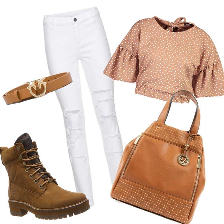 Outfit donna - Trendy #39669. Stile Trendy per Tutti i giorni. Abbinamento con pantaloni skinny, top, cinture, borse a mano, stivali.