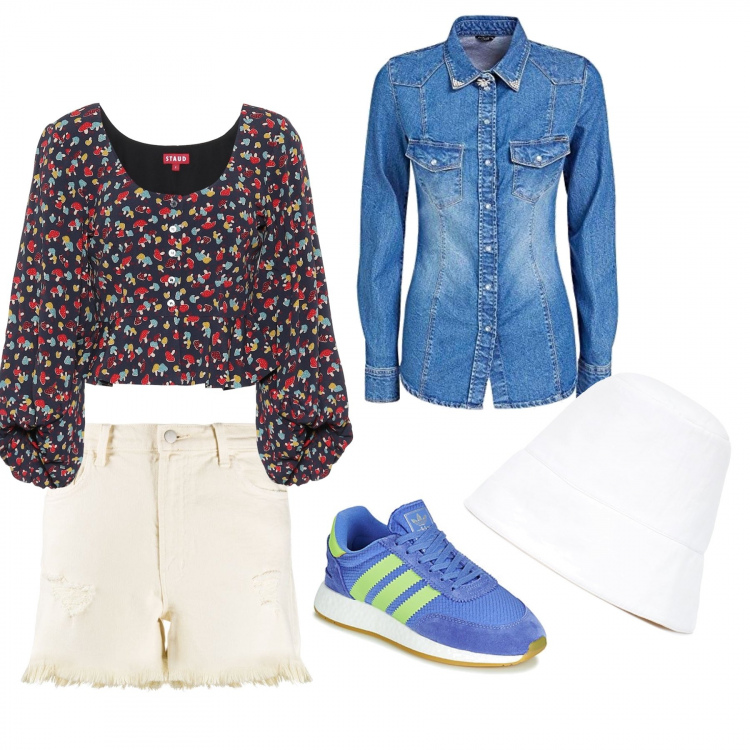 Outfit donna - Trendy #39694. Stile Trendy Abbinamento con sneakers, shorts, camicie, top, cappelli.