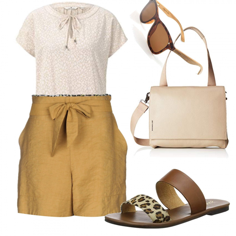 Outfit mujer - Basic #24934. Estilo Basic para Todos los días. Combinación con sandalias de piel, blusas, bolsos de mano, gafas de sol, shorts.