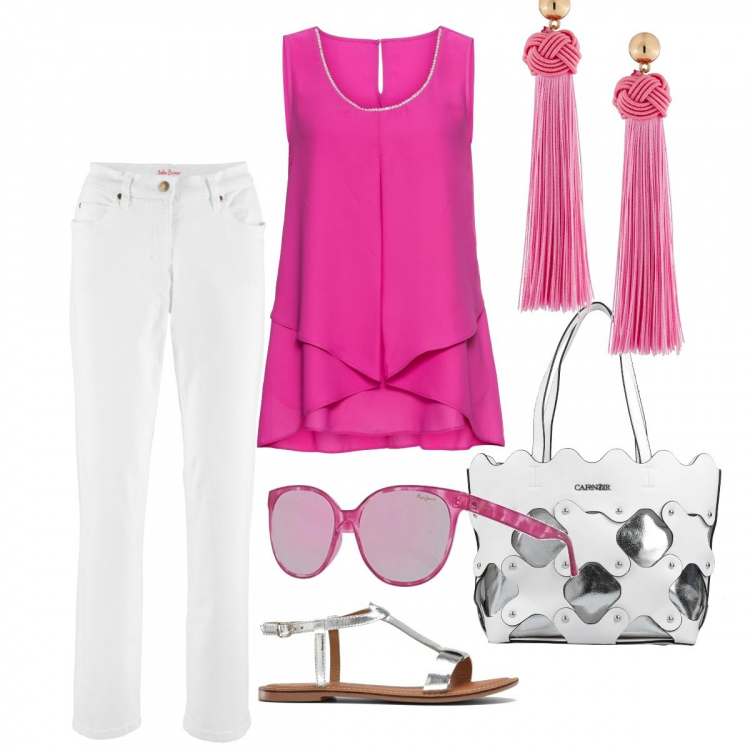 Outfit femme - Star incognito. Style Basique pour Tous les jours. Assortir avec jean coupe droite, tuniques, sandales en cuir, boucles d'oreilles, sac en bandoulière, lunettes.