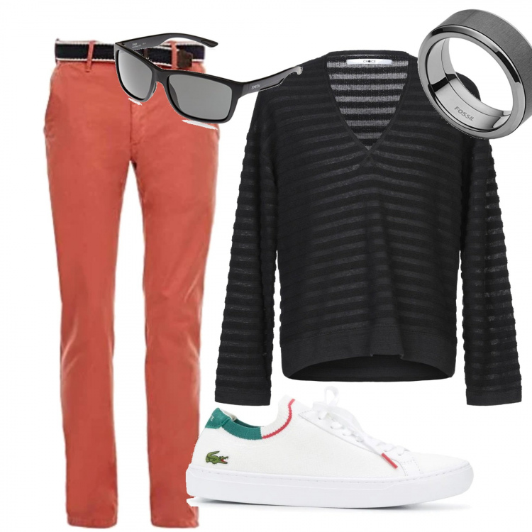 Outfit homme - Urban #6761. Style Urban pour Soirée spéciale. Assortir avec pantalon , pull, bagues, sneakers, lunettes.