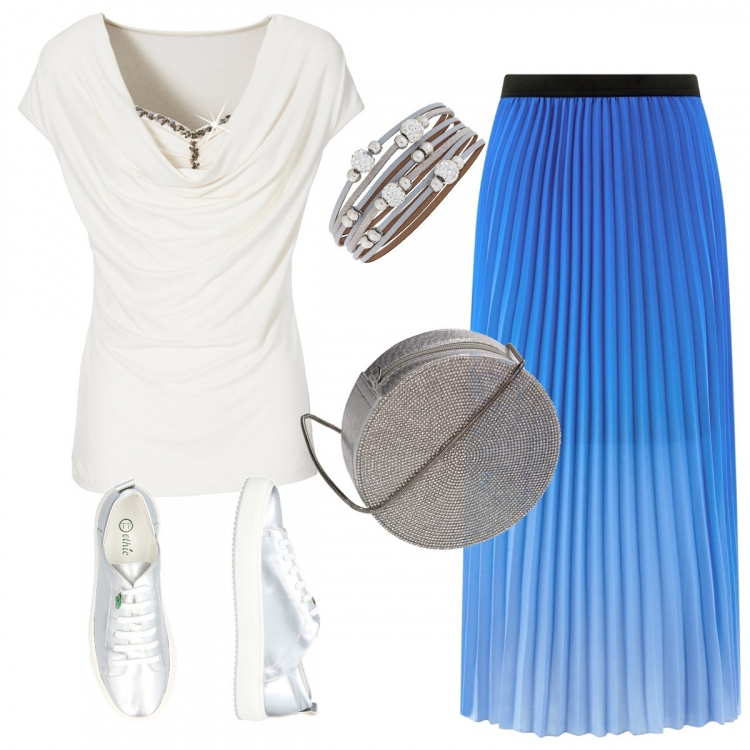 Outfit donna - Monday Style - comodo&glam. Stile Urban per Ufficio. Abbinamento con pullovers, maglieria, sneakers, gonne lunghe, pochette.