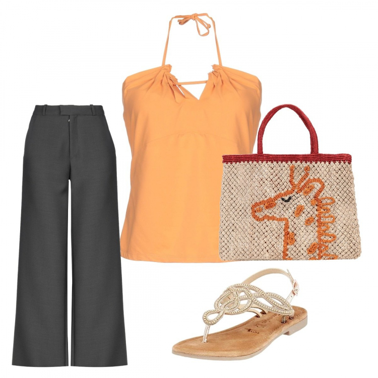 Outfit femme - Tendance #40634. Style Tendance pour Tous les jours. Assortir avec pantalon long, tong, hauts, sacs.