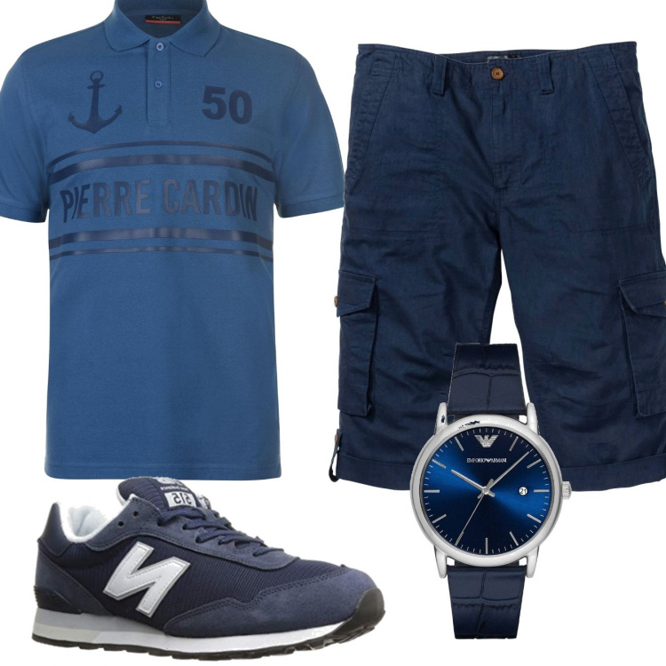Outfit uomo - Trendy #4950. Stile Trendy per Tutti i giorni. Abbinamento con bermuda, orologio, polo, sneakers alte.
