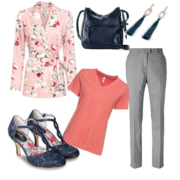Outfit donna - Comodità e stile low cost. Stile Sexy per Tutti i giorni. Abbinamento con vestiti chemisier, jeans, t-shirt, orecchini, borse a tracolla, scarpe col tacco.