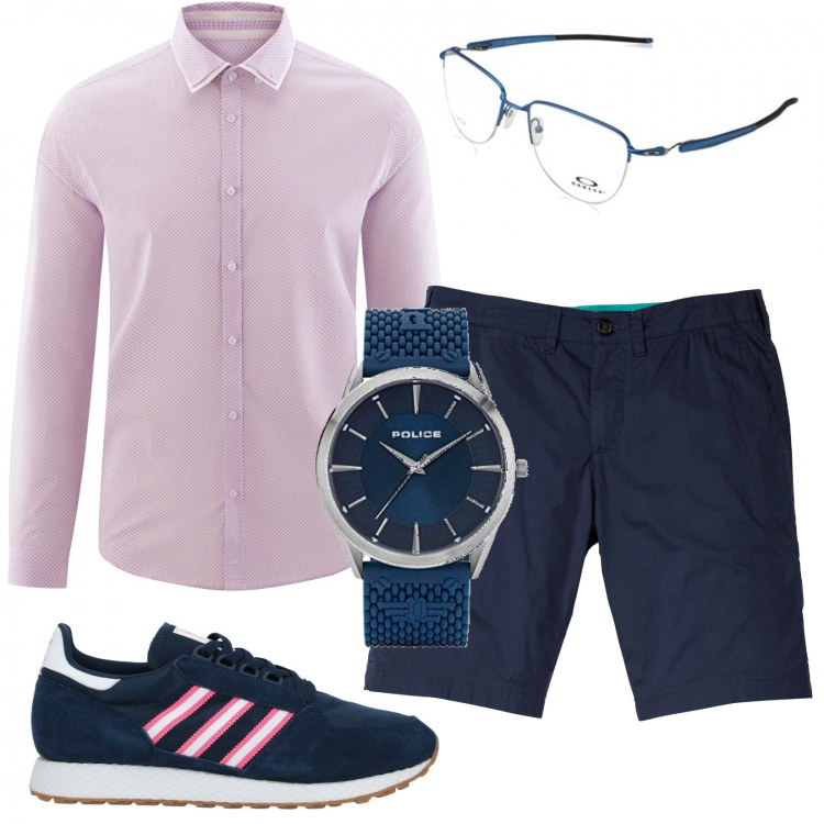 Outfit uomo - Urban #6957. Stile Urban per Tutti i giorni. Abbinamento con bermuda, sneakers, camicie, orologi analogici.
