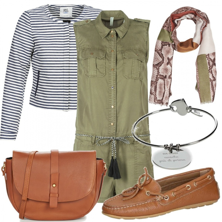 Outfit donna - Unica e irripetibile. Stile Etnico per Tutti i giorni. Abbinamento con tute, braccialetti, mocassini, borsa a tracolla, sciarpe, giacche.