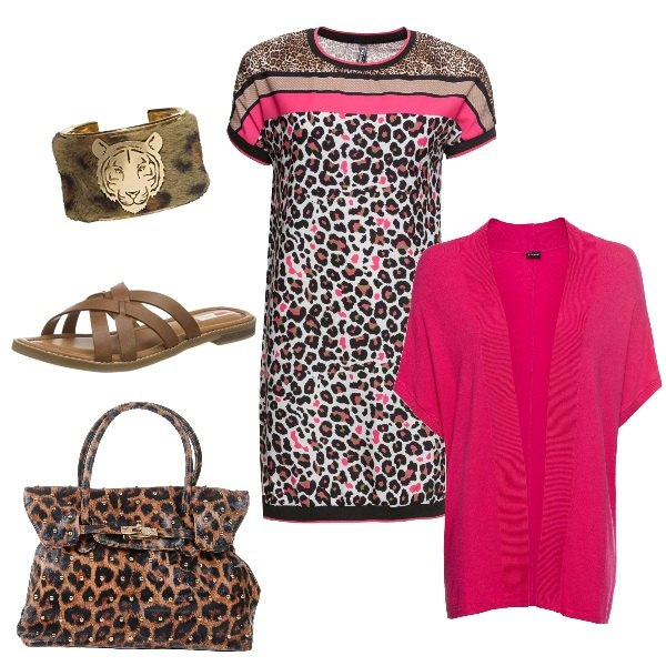 Outfit femme - Animale. Style Tendance pour Tous les jours. Assortir avec gilets sans manche, robes chemisier, bracelets, sacs à main, sabots.