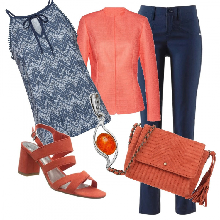 Outfit donna - Trendy #42731. Stile Trendy per Tutti i giorni. Abbinamento con borse a spalla, vestiti, pantaloni, blazer, sandali, ciondoli.