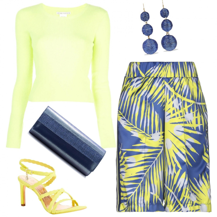 Outfit mujer - Verde acido!!. Estilo Chic para Noche/Fiesta elegante. Combinación con sandalias, bolsos, bermudas, jerséis, pendientes.