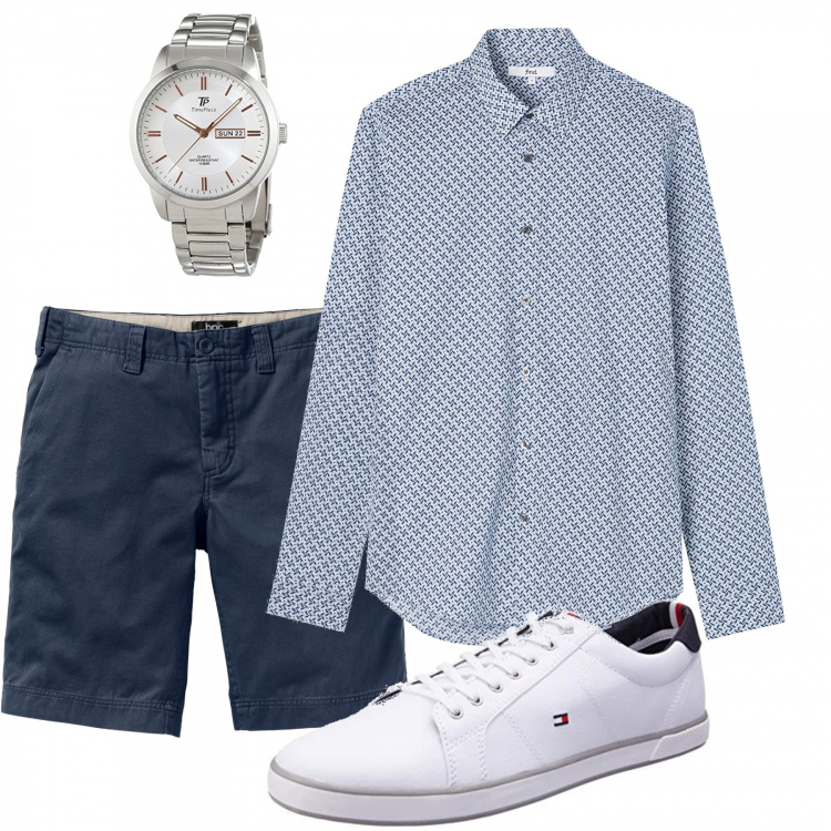 Outfit uomo - Trendy #5295. Stile Trendy per Tutti i giorni. Abbinamento con bermuda, orologi, camicie, sneakers.