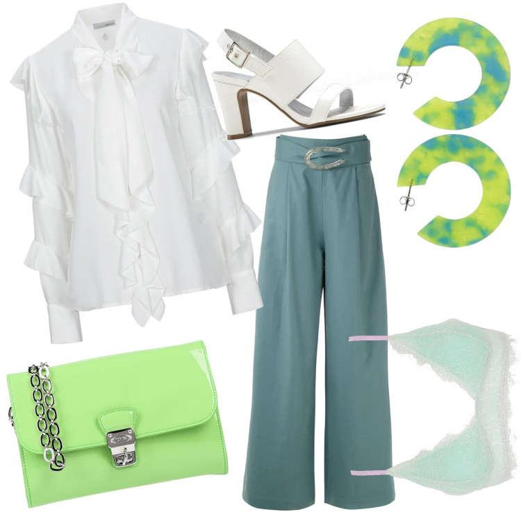 Outfit femme - Very de l\'espoir. Style Tendance pour Tous les jours. Assortir avec sandales à talon, pantalon palazzo, chemisiers, boucles d'oreilles.
