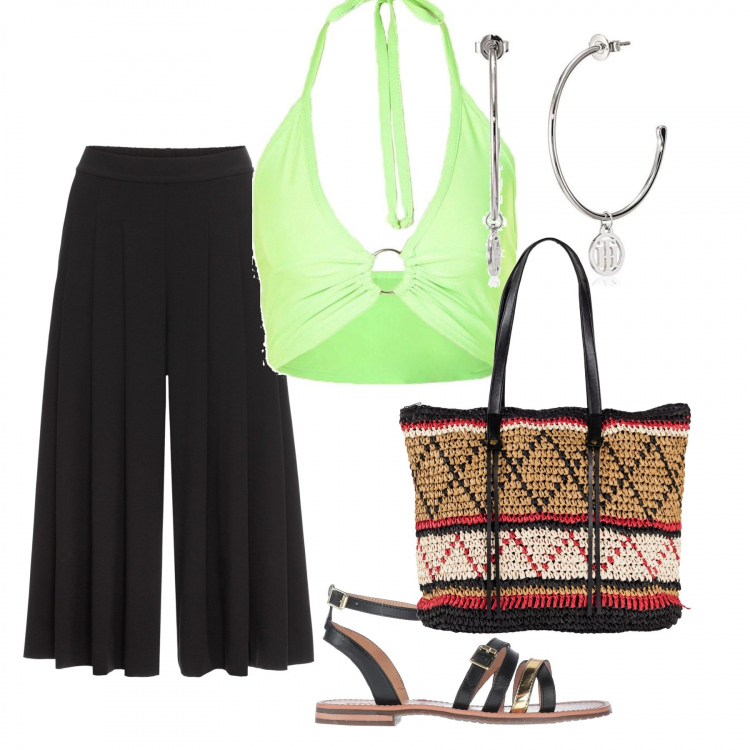Outfit femme - Tendance #43438. Style Tendance pour Soirée dehors. Assortir avec tuniques, jupe-culotte, sandales, hauts, collier.