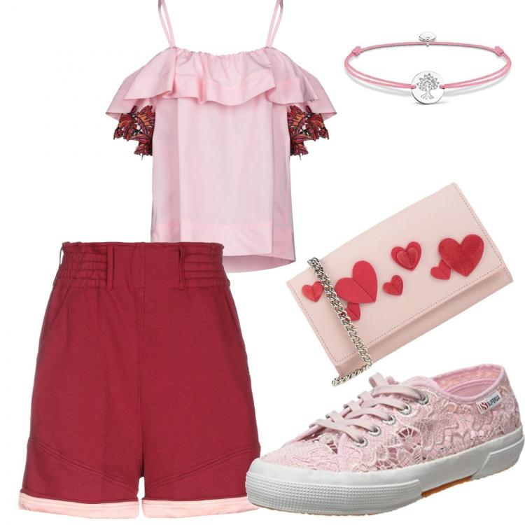 Outfit donna - Tutto a buon prezzo. Stile Basic per Tutti i giorni. Abbinamento con shorts, camicie a manica corta, borse a mano, sneakers, braccialetti.
