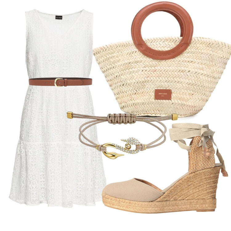 Outfit donna - W le espadrillas. Stile Trendy per Tutti i giorni. Abbinamento con cinture, espadrillas, vestiti, borse tote, braccialetti.