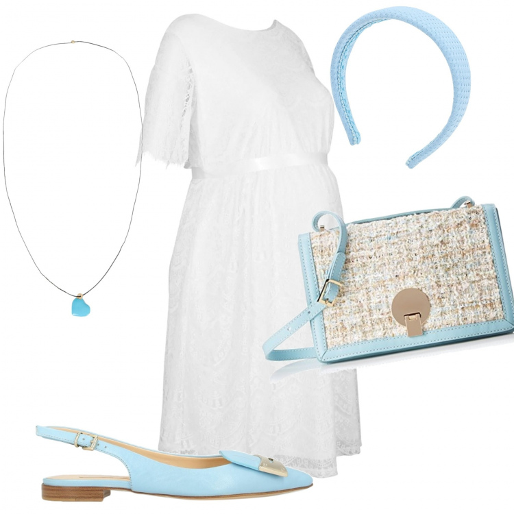 Outfit donna - Mama love. Stile Bon Ton per Tutti i giorni. Abbinamento con vestiti, ballerine, ciondoli, borse a spalla, cerchietti.